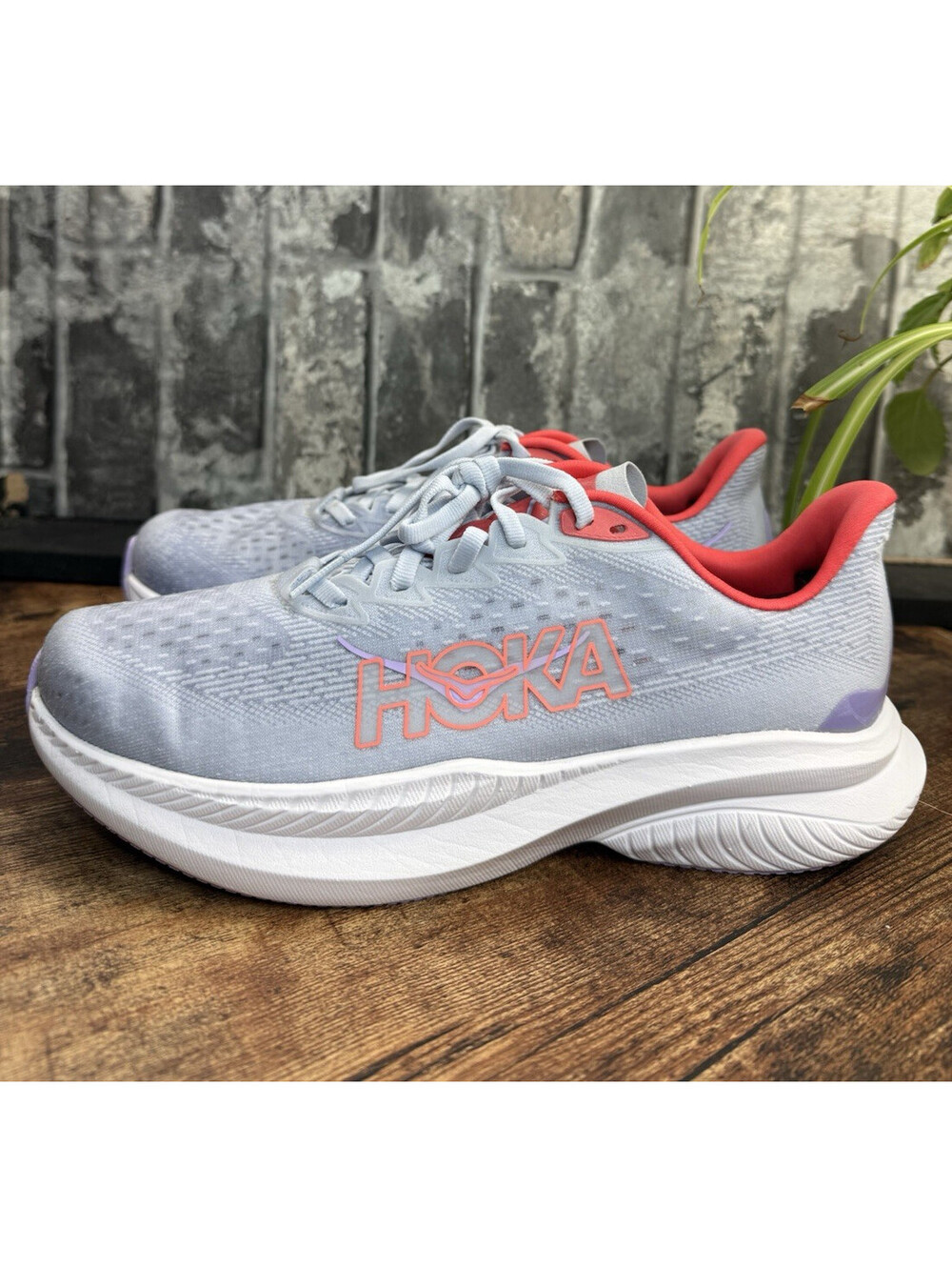 HOKA Mach 6 Women’s Pale Dusk/Gull Low Top Lace-Up Logo Mesh Rubber